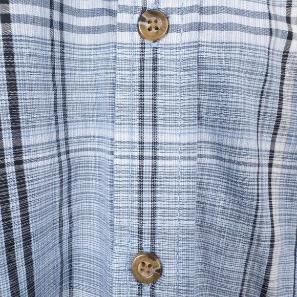 Haggar Long Sleeve Plaid Cotton Blend Button Down Shirt Blue Mens Large Office - Picture 8 of 16